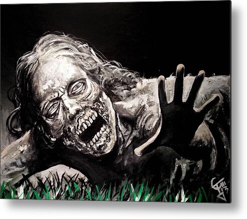 The Walking Dead Metal Print featuring the painting Zombie Bike Girl by Tom Carlton