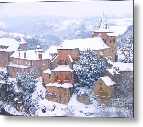 Church Metal Print featuring the photograph Bozouls winter #2 by Sylvie Leandre