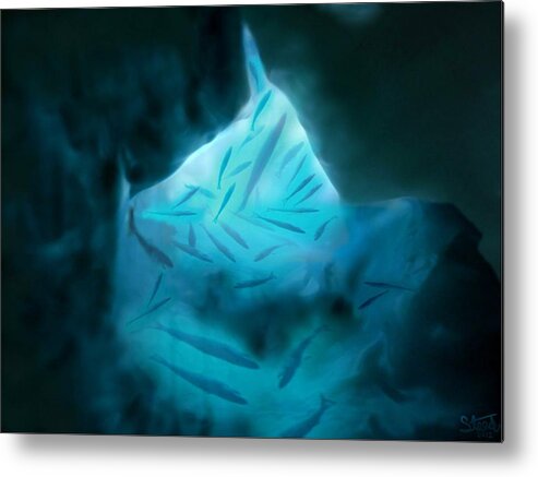 Ocean Art Metal Print featuring the mixed media Undersea Cave #2 by Steed Edwards