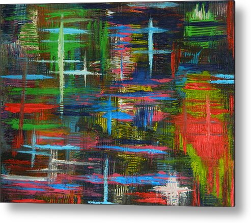 Bold Color Abstract Metal Print featuring the painting Abstract Lines by Everette McMahan jr