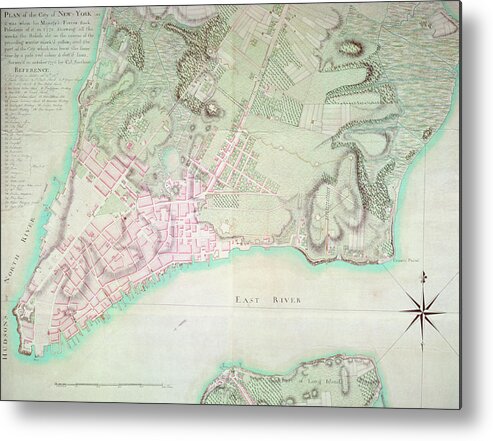 Maps Metal Print featuring the drawing Antique Map of New York by English School