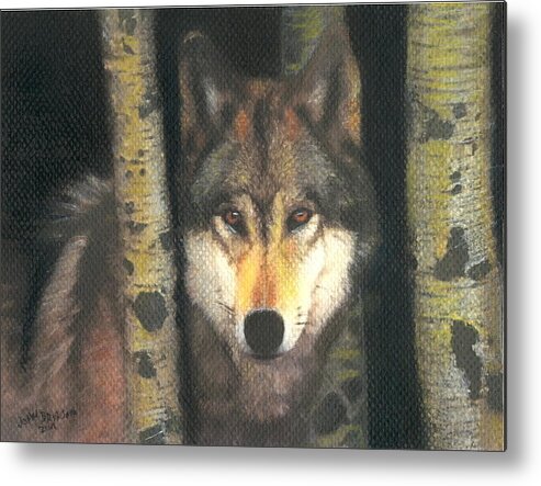 Wolf Metal Print featuring the pastel Apprehensive by John Brisson