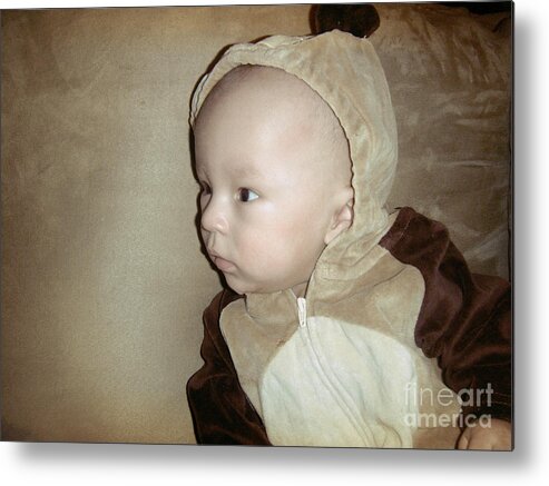 Baby Metal Print featuring the photograph Baby Boy in Monkey Suit by Ester McGuire