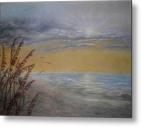 Seascape Metal Print featuring the painting Beach at Dawn by Kathleen McDermott