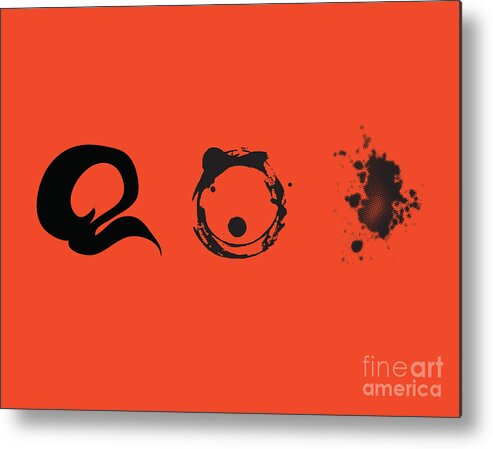 Graphic Art Metal Print featuring the digital art Black Shapes On Red Background by Christine Perry