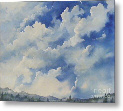 Watercolor Metal Print featuring the painting Blue Ridge Vista...SOLD by Sandy Brindle