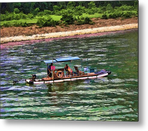 Guilin Metal Print featuring the photograph Boat on the Li River by Helaine Cummins