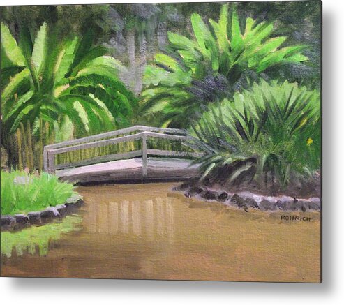 Pond Metal Print featuring the painting Bridge Over Koi by Robert Rohrich