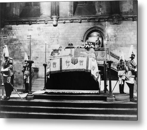 1930s Metal Print featuring the photograph British Royal Family. Coffin Of King by Everett