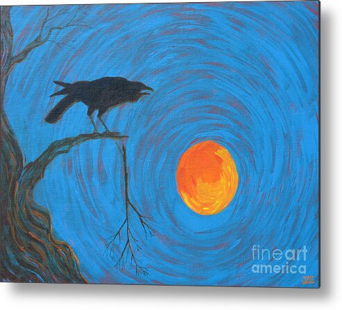 Crow Metal Print featuring the painting Broken Branch by Jackie Irwin