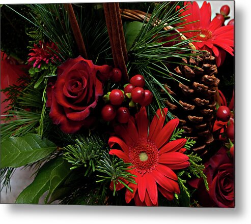 Christmas Metal Print featuring the photograph Christmas Florals by ShaddowCat Arts - Sherry