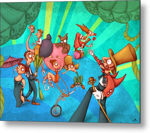 Children Metal Print featuring the painting Circus 2 by Autogiro Illustration