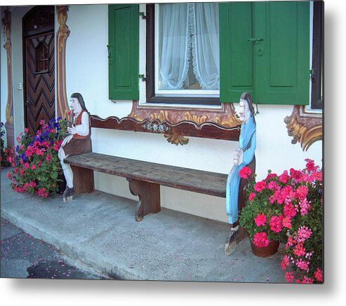 Europe Metal Print featuring the photograph Colorful Bench Garmisch Germany by Joseph Hendrix