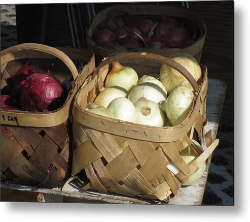 Onions Metal Print featuring the photograph Farmer's Market by Lou Belcher
