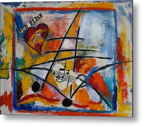 Abstract Metal Print featuring the painting Fuer Elise by Karin Eisermann
