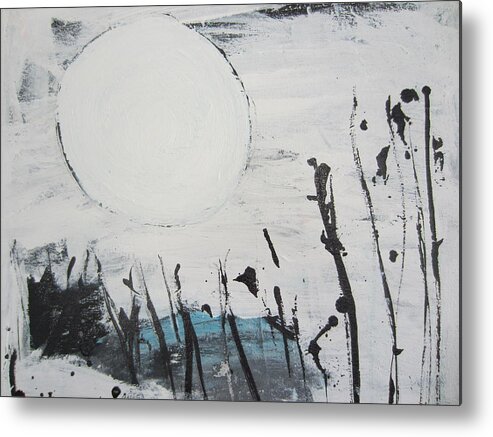 Abstract Metal Print featuring the painting Full Moon by Francine Ethier
