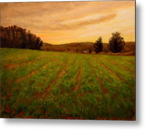 Field Metal Print featuring the painting Furrowed Field by Joe Bergholm