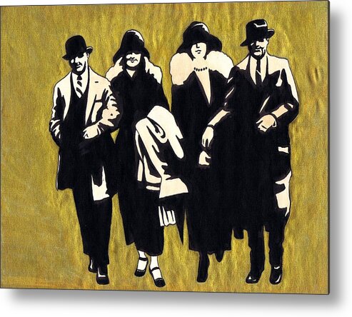 Nostalgia Metal Print featuring the drawing Gold Couples by Mel Thompson
