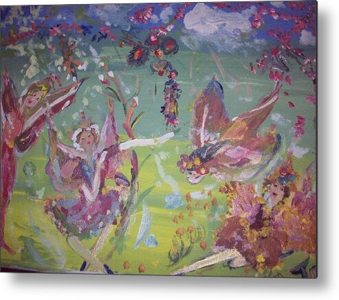 Fairy Metal Print featuring the painting Good Morning Fairies by Judith Desrosiers