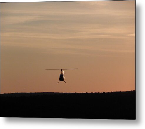 Helicopter Metal Print featuring the photograph Helicopter Flyover At Sunset by Kim Galluzzo Wozniak