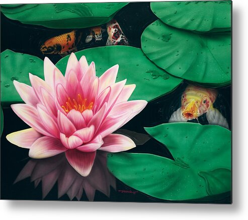 Koi Fish Metal Print featuring the painting Hide And Seek by Dan Menta