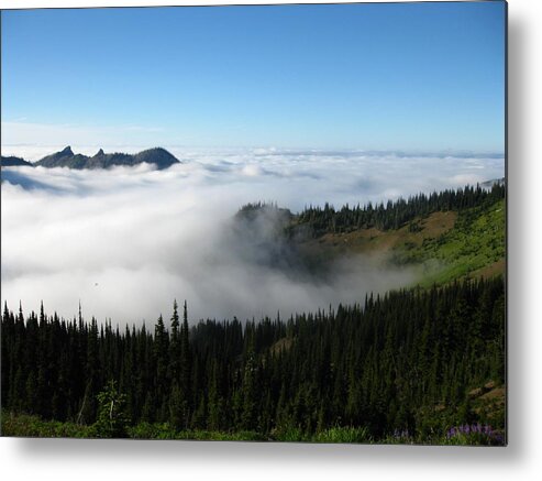Landscape Metal Print featuring the photograph High Above the Clouds by Kathy Long
