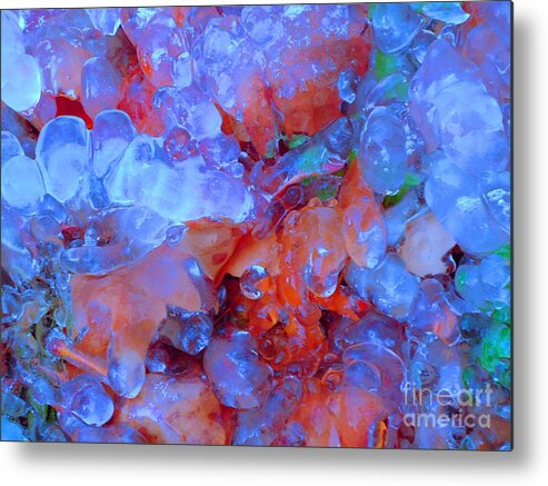 Ice Metal Print featuring the photograph Ice Over Fallen Leaves by Ann Johndro-Collins