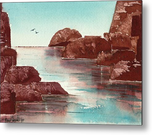 Rocks Metal Print featuring the painting Inlet by Frank SantAgata