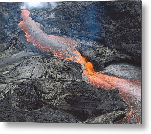 Tropical Metal Print featuring the photograph Kilauea Lava Flow by Karen Nicholson