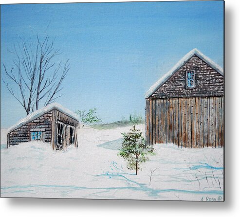 The Old Barn On Kelley Road In Salem Metal Print featuring the painting Last Barn In Winter by Anthony Ross