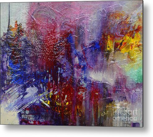 Abstract Metal Print featuring the painting Let It Rain by Claire Bull