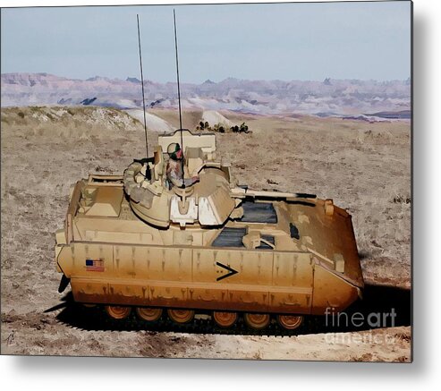M2 Bradley Fighting Vehicle Metal Print featuring the digital art M2 Bradley Fighting Vehicle by Tommy Anderson