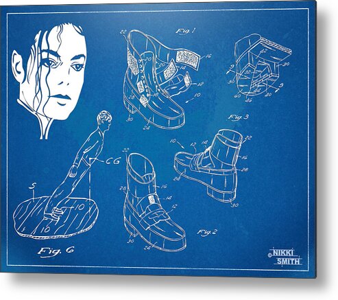 Michael Jackson Metal Print featuring the digital art Michael Jackson Anti-Gravity Shoe Patent Artwork by Nikki Marie Smith