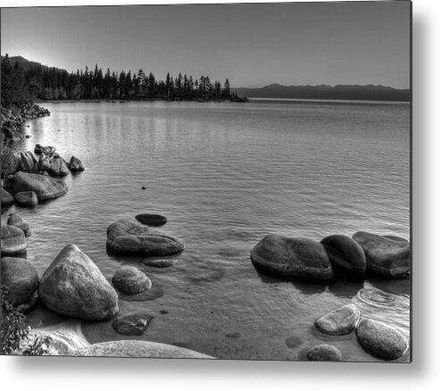 Lake Tahoe State Park Metal Print featuring the photograph Monochrome Lake Tahoe Sunset by Scott McGuire