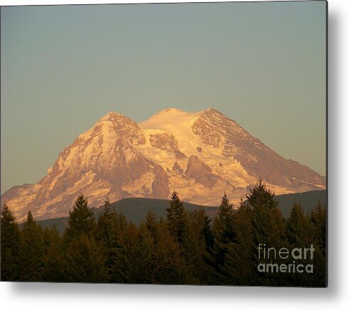 Mt Rainier Metal Print featuring the photograph Mt Rainer Sunset Glow by Charles Robinson