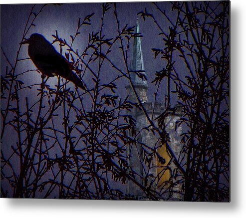 Raven Metal Print featuring the photograph Nevermore by David Dehner