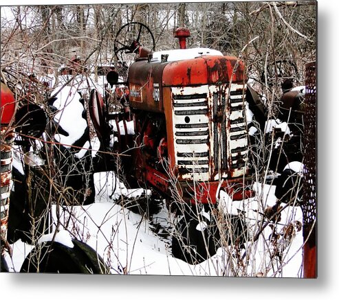 International Harvester Metal Print featuring the mixed media Old International Harvester Tractor by Bruce Ritchie