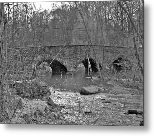 Bridge Metal Print featuring the photograph Old Stone Bridge Over the Unami Creek - Sumneytown PA by Carol Senske