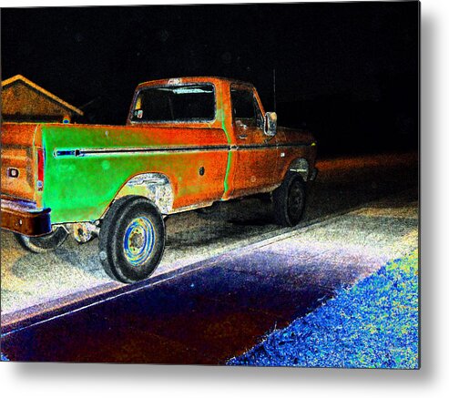 Truck Metal Print featuring the digital art Old Truck At Night by Eric Forster