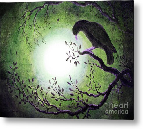 Crow Metal Print featuring the digital art Ominous Bird in Somber Tones by Laura Iverson