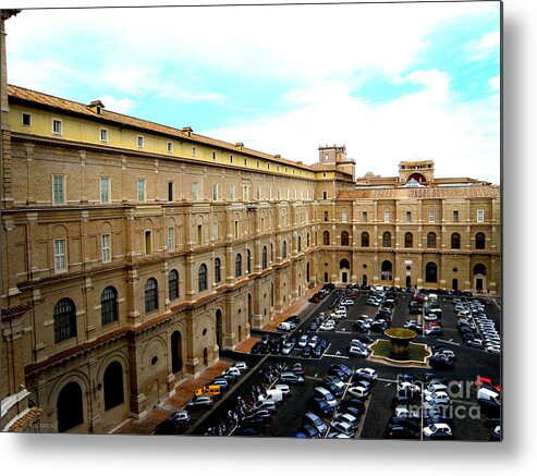 Architecture Metal Print featuring the photograph Parking Lot in Vatican by Tatyana Searcy