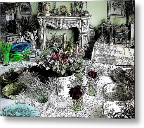 dining Room Metal Print featuring the digital art Patsy's Dining Room by Nina-Rosa Dudy