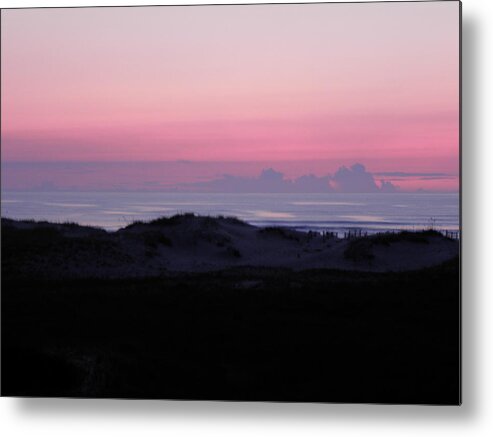 Sunrise Metal Print featuring the photograph Pink Sunrise Beyond Dunes by Kim Galluzzo