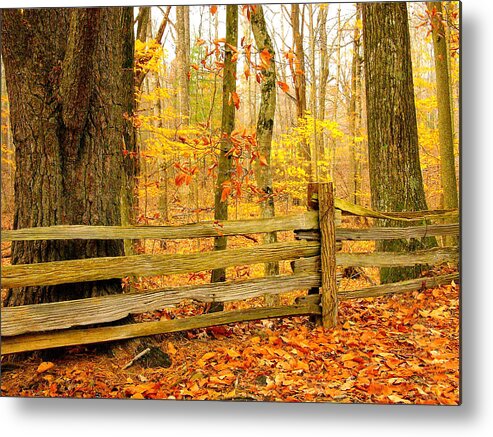 Autumn Metal Print featuring the photograph Post and Rail by Parrish Todd