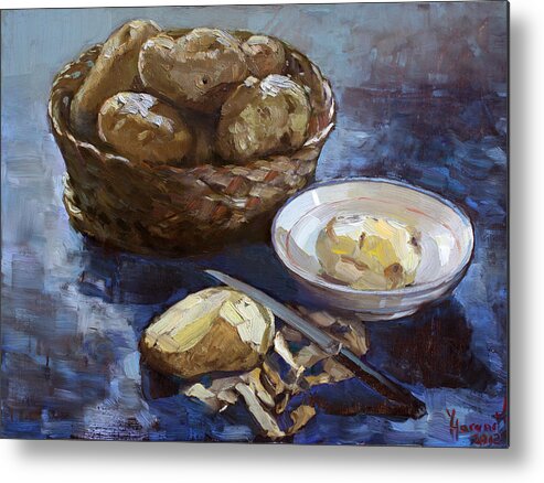 Potatoes Metal Print featuring the painting Potatoes by Ylli Haruni