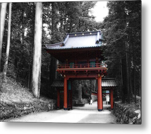Gate Metal Print featuring the photograph Red Gate by Naxart Studio