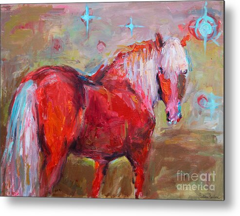 Impressionistic Horse Painting Metal Print featuring the painting Red horse contemporary painting by Svetlana Novikova