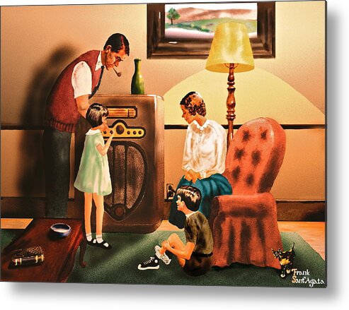Radio Metal Print featuring the painting Remember when we Listened to the Radio by Frank SantAgata
