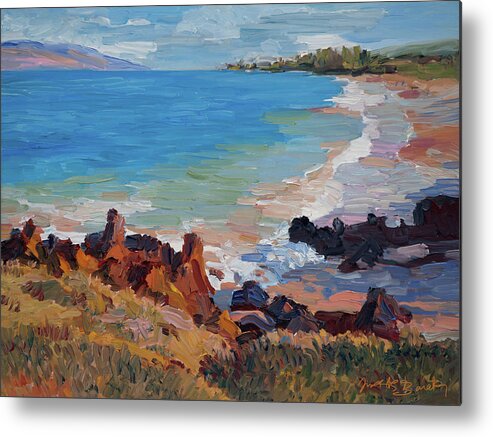 Beach Metal Print featuring the painting Rocks at Maui Beach by Judith Barath