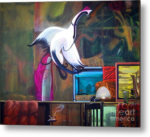Dali Metal Print featuring the painting Sesshu's Goose by E Dan Barker